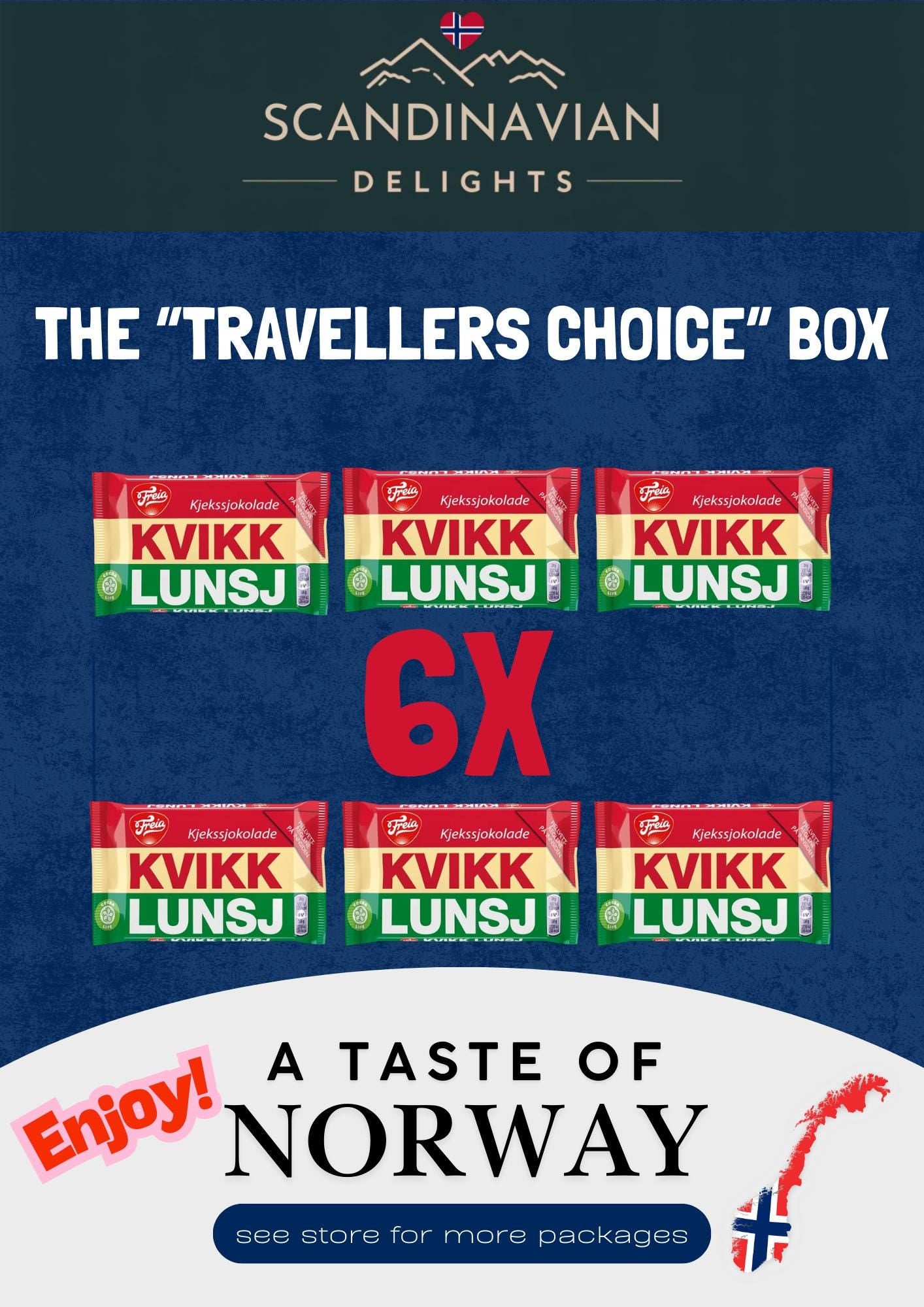 6x Freia Kvikk Lunsj Bars – Authentic Norwegian Chocolate Hiking Snack - kit kat inc FREE int shipping