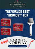 Norwegian Brunost Cheese Box with Slicer – Caramel Sweet Brown Cheese- inc FREE int shipping