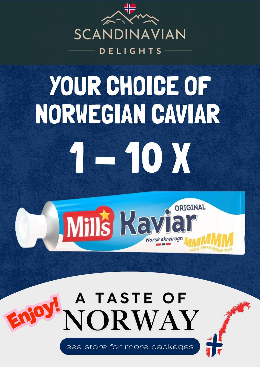 Mills Kaviar Norwegian Cod Roe Spread – Your Choice of 1-10 Tubes INCL free int shipping!