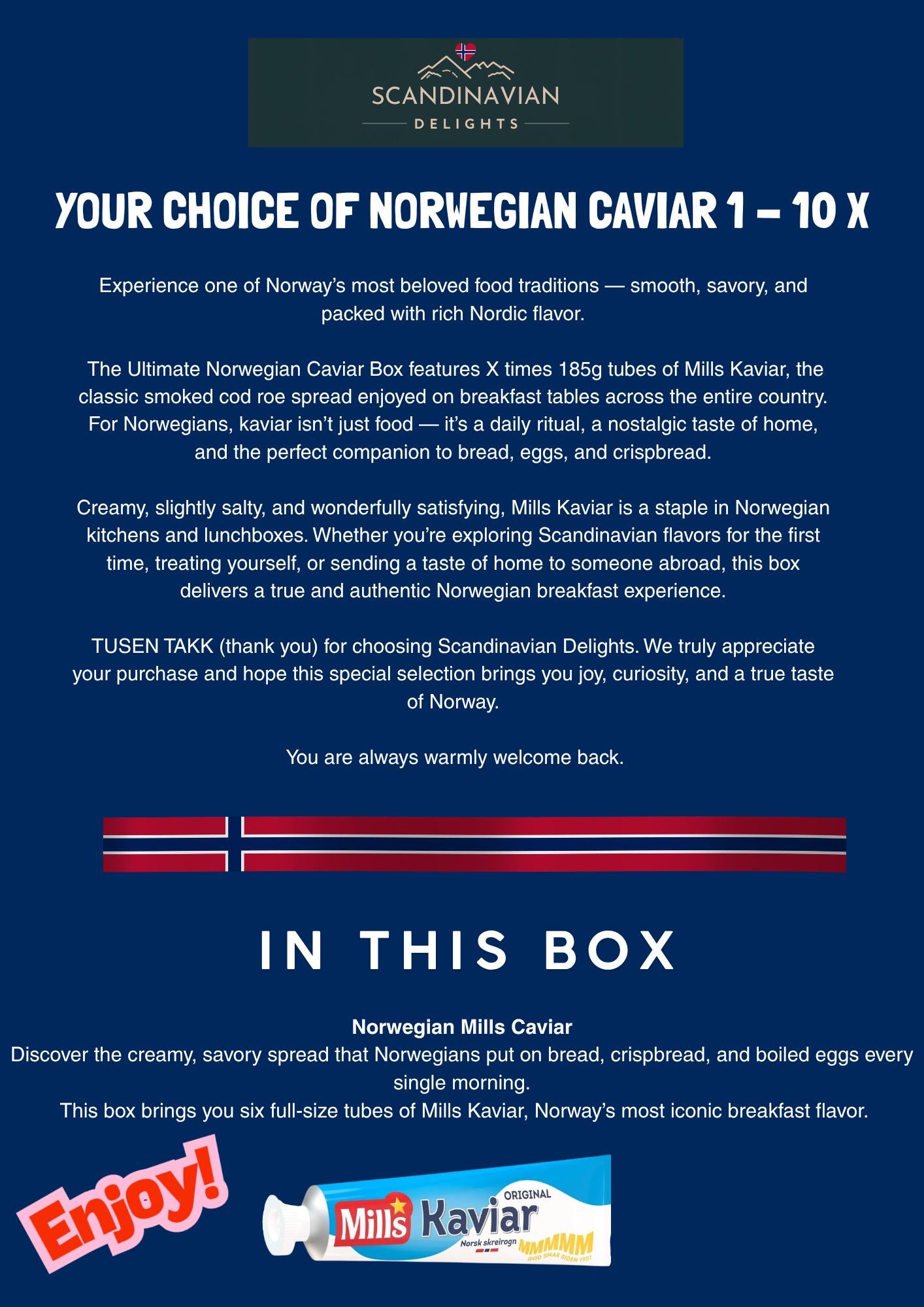 Mills Kaviar Norwegian Cod Roe Spread – Your Choice of 1-10 Tubes INCL free int shipping!