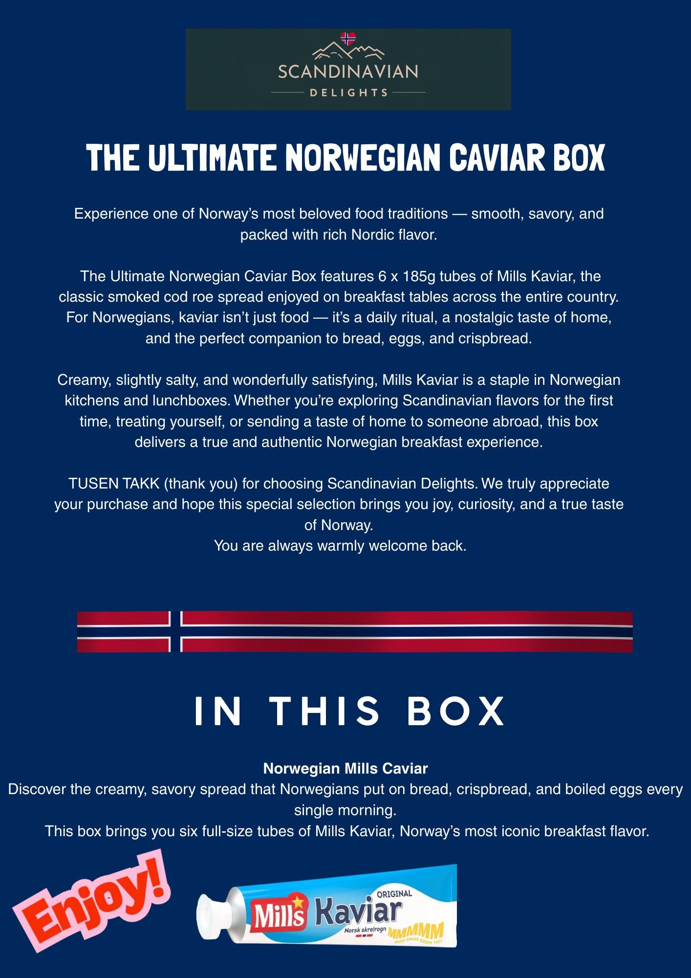 6 x 185g Mills Kaviar Tubes – Authentic Norwegian Cod Roe Spread INCL FREE int shipping