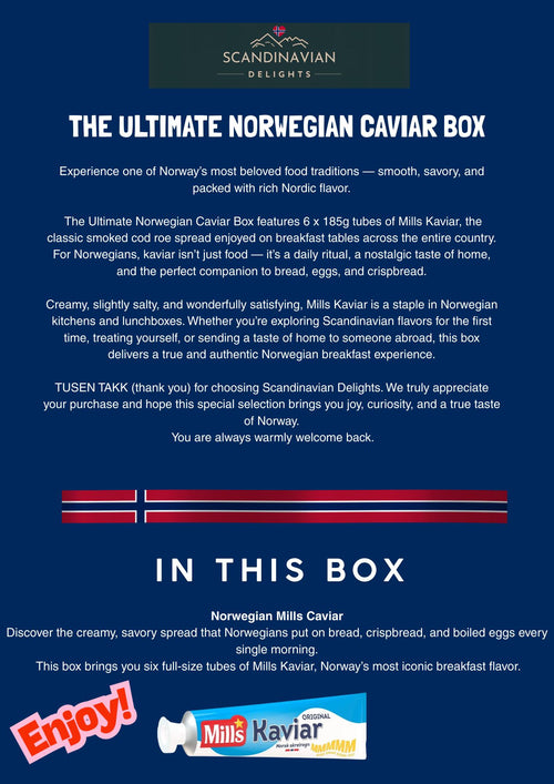 6 x 185g Mills Kaviar Tubes – Authentic Norwegian Cod Roe Spread INCL FREE int shipping