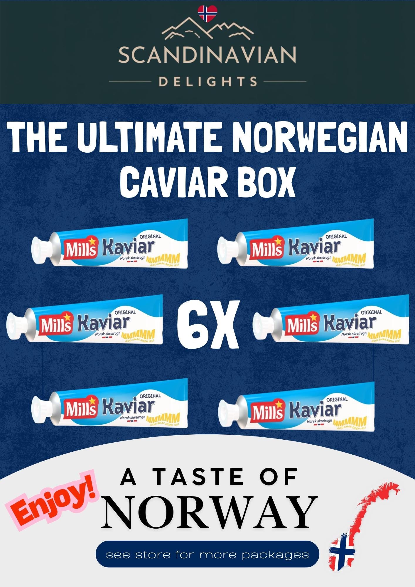 6 x 185g Mills Kaviar Tubes – Authentic Norwegian Cod Roe Spread INCL FREE int shipping