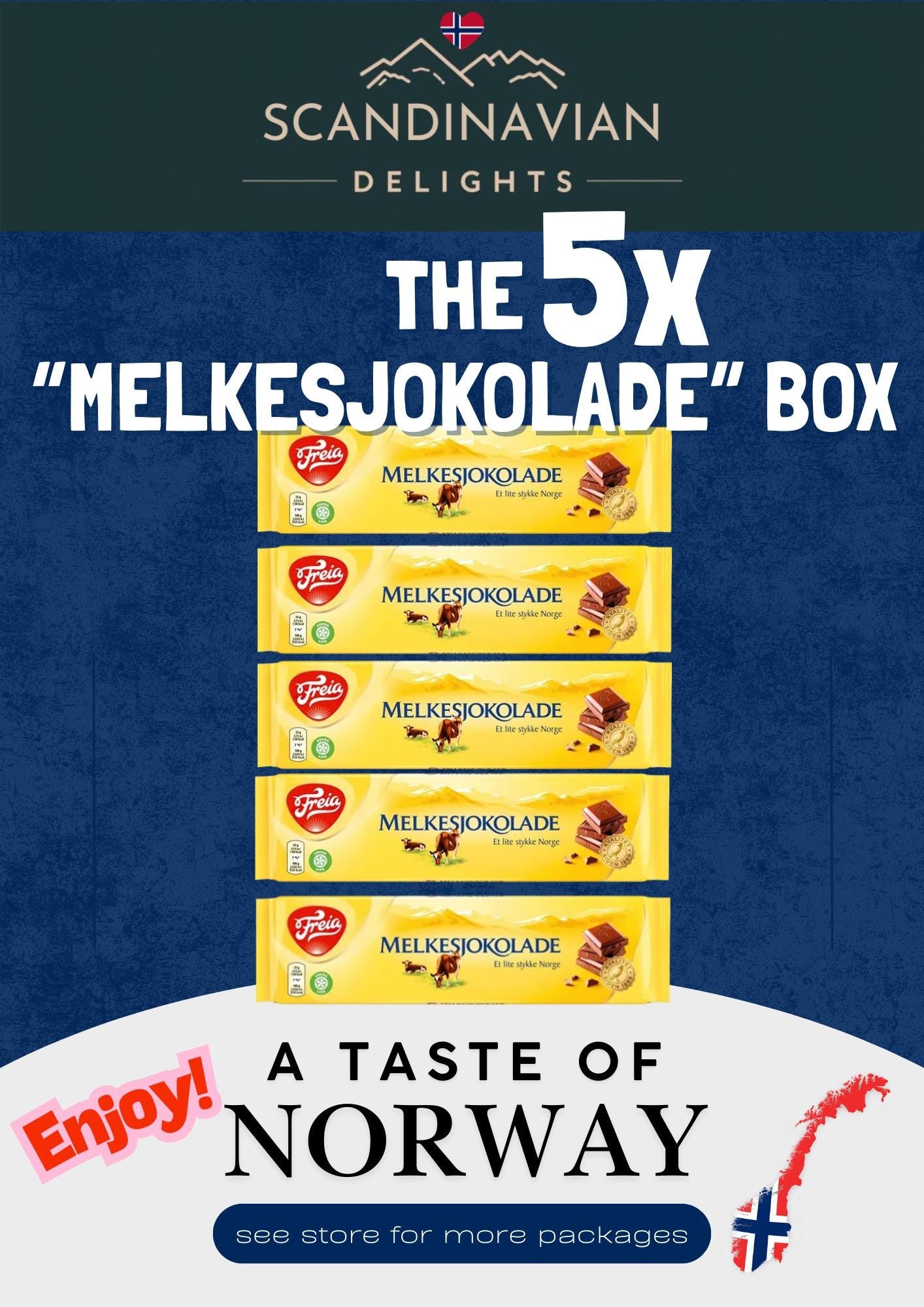 5x Freia Melkesjokolade Box: Authentic Norwegian Milk Chocolate Treat- inkl FREE int shipping!