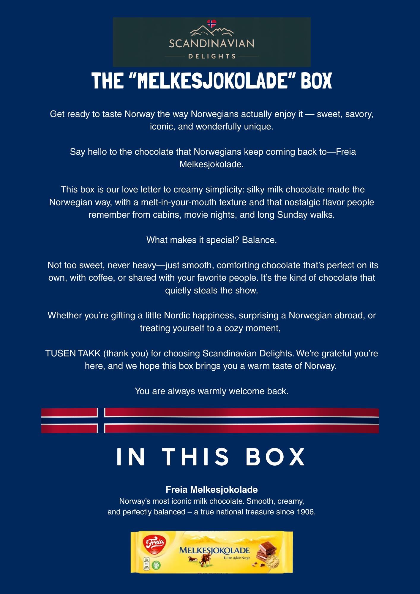 Freia Melkesjokolade Box: Authentic Norwegian Milk Chocolate Treat - incl FREE int shipping