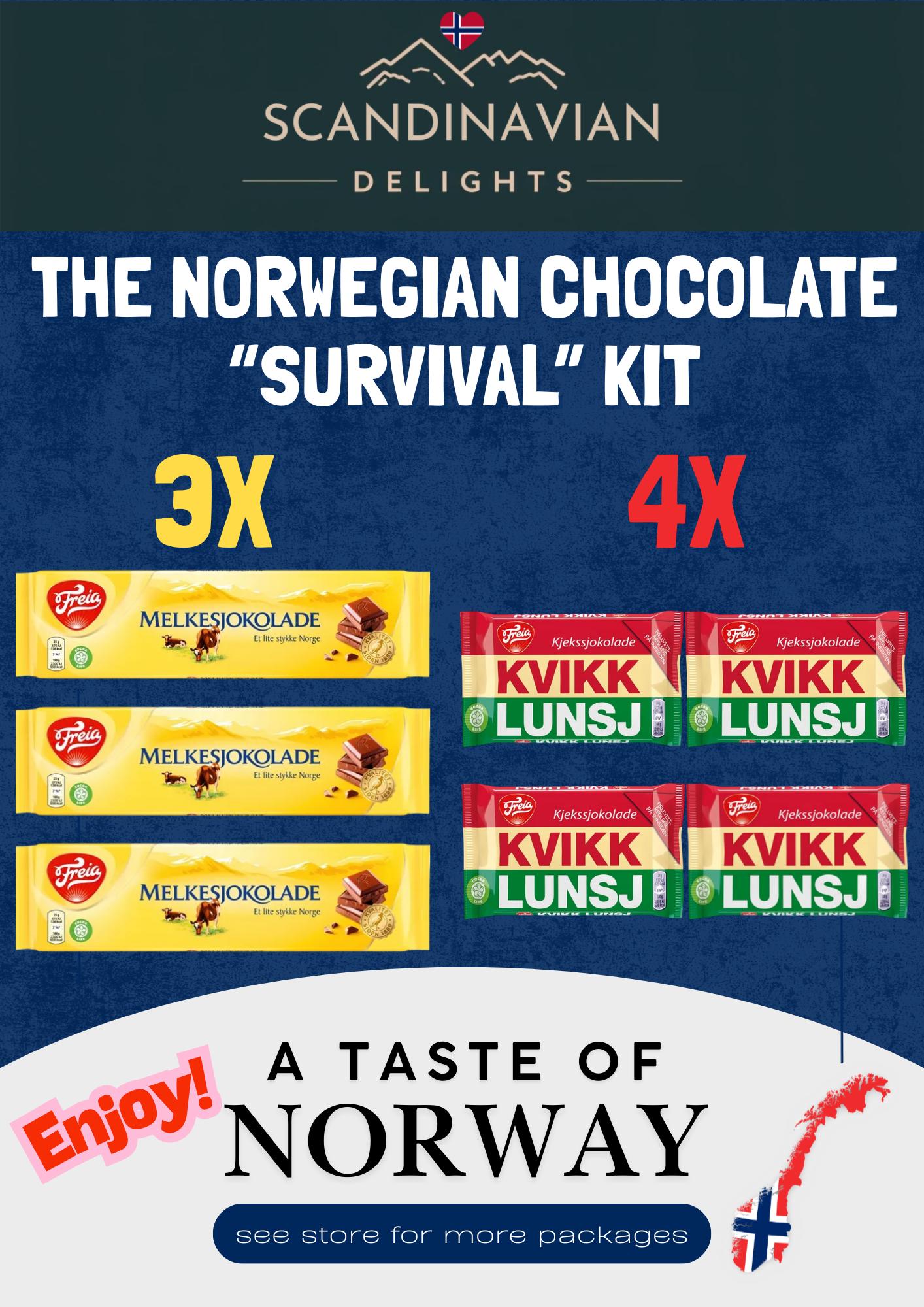 3x Freia Melkesjokolade, 4x Kvikk Lunsj Norwegian Chocolate Bars incl free int shipping