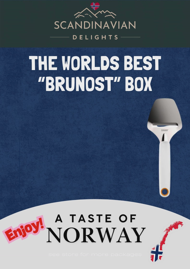 Norwegian Brunost Cheese Box with Slicer – Caramel Sweet Brown Cheese- inc FREE int shipping